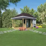 Building Plans Front of Home - Spicer Covered Patio Shed 127D-4502 | House Plans and More