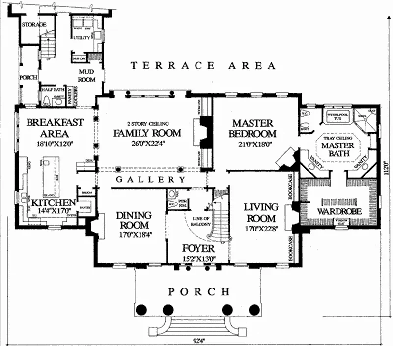 Colonial House Plan First Floor - Elwood Luxury Plantation Home 128D-0005 - Search House Plans and More