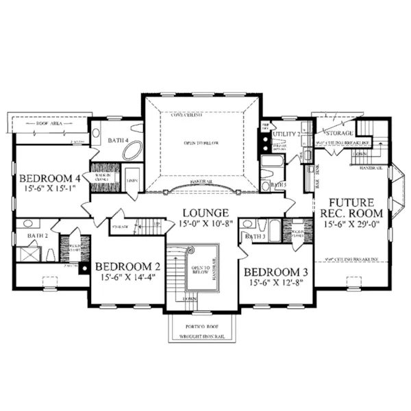 Southern Plantation House Plan Second Floor - Staunton Hill Colonial Home 128D-0006 - Shop House Plans and More