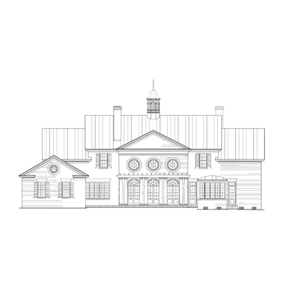 Southern Plantation House Plan Rear Elevation - Staunton Hill Colonial Home 128D-0006 - Shop House Plans and More