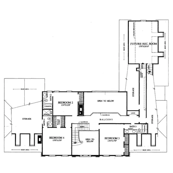 Traditional House Plan Second Floor - Stockard Colonial Home 128D-0007 - Shop House Plans and More