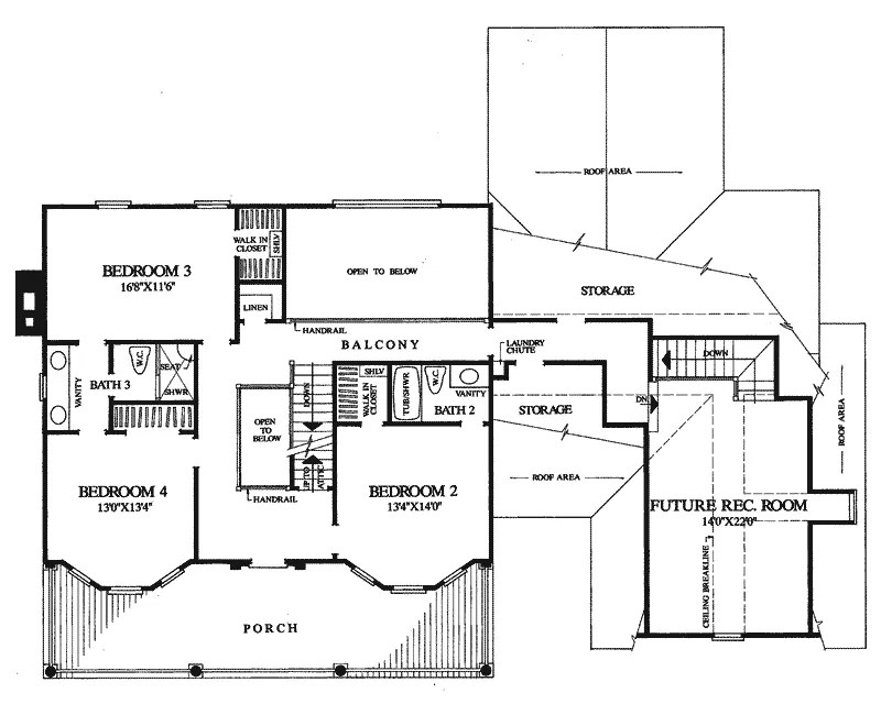 Plantation House Plan Second Floor - Loughborough Manor Southern Home 128D-0008 - Shop House Plans and More