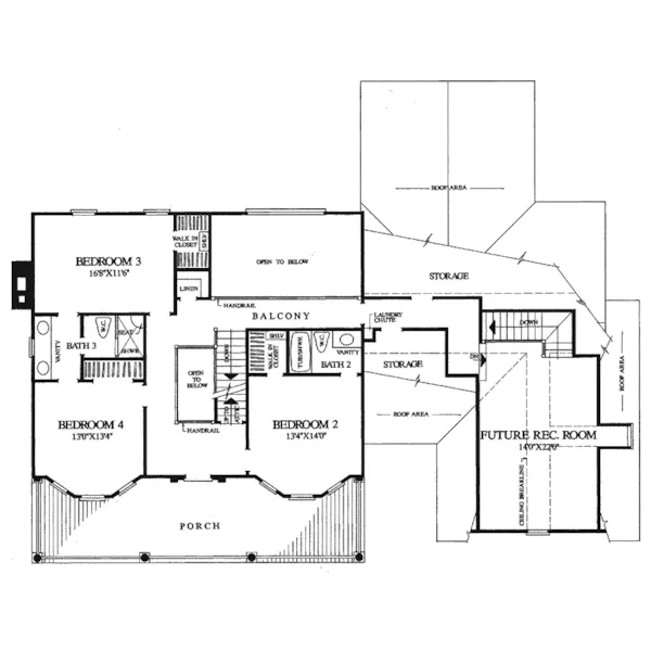 Southern Plantation House Plan Second Floor - Loughborough Manor Southern Home 128D-0008 - Shop House Plans and More