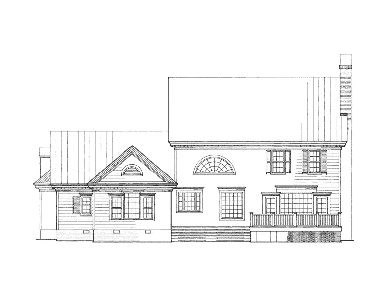 Plantation House Plan Rear Elevation - Loughborough Manor Southern Home 128D-0008 - Shop House Plans and More