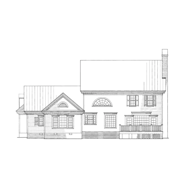 Southern Plantation House Plan Rear Elevation - Loughborough Manor Southern Home 128D-0008 - Shop House Plans and More