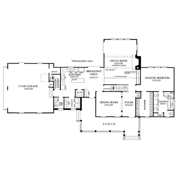 Country French House Plan First Floor - Adirondack Lane Country Home 128D-0012 - Search House Plans and More