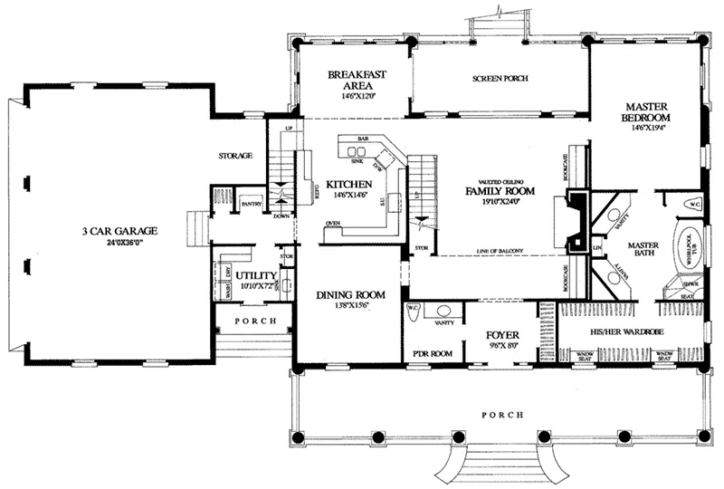 Cape Cod & New England House Plan First Floor - Airlie Cape Cod Style Home 128D-0013 - Search House Plans and More
