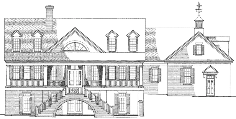 Early American House Plan Rear Elevation - Airlie Cape Cod Style Home 128D-0013 - Search House Plans and More