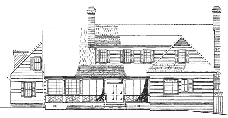 Country House Plan Rear Elevation - Appomattox Colonial Farmhouse 128D-0014 - Search House Plans and More