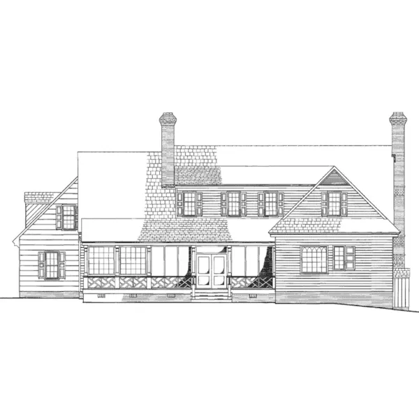 Early American House Plan Rear Elevation - Appomattox Colonial Farmhouse 128D-0014 - Search House Plans and More