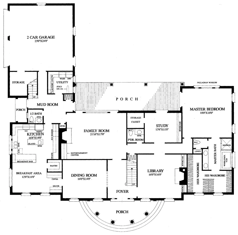 Luxury House Plan First Floor - Ashley Glen Georgian Home 128D-0015 - Search House Plans and More