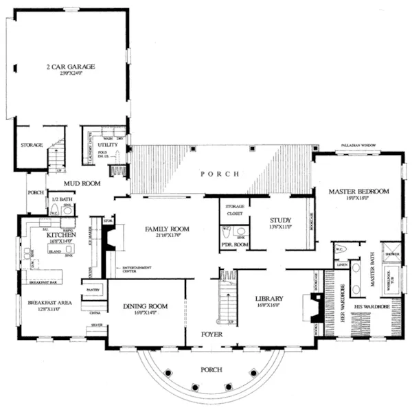 Colonial House Plan First Floor - Ashley Glen Georgian Home 128D-0015 - Search House Plans and More