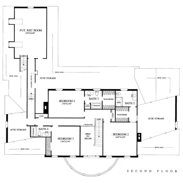 Colonial House Plan Second Floor - Ashley Glen Georgian Home 128D-0015 - Search House Plans and More