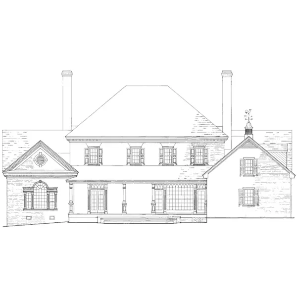 Colonial House Plan Rear Elevation - Ashley Glen Georgian Home 128D-0015 - Search House Plans and More