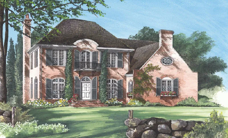 Traditional House Plan Front of Home - Avignon Lac European Home 128D-0016 - Search House Plans and More