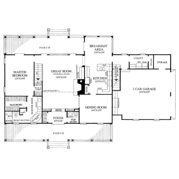 Traditional House Plan First Floor - Backbay Cottage Country Home 128D-0017 - Search House Plans and More