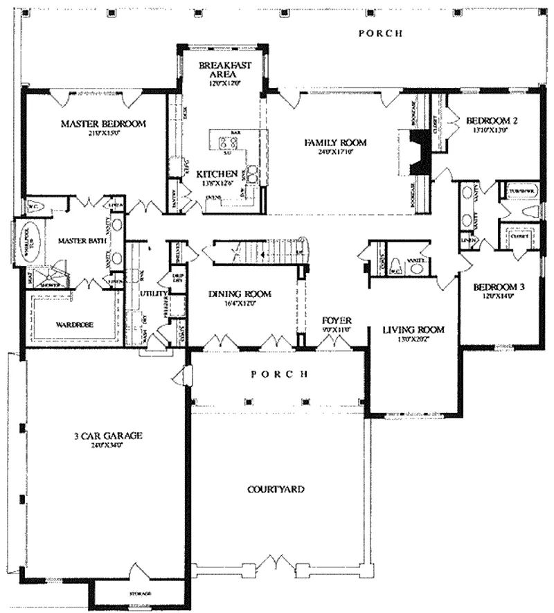 Ranch House Plan First Floor - Bartoncreek Traditional Home 128D-0018 - Search House Plans and More