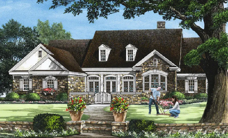 Ranch House Plan Front of Home - Bartoncreek Traditional Home 128D-0018 - Search House Plans and More