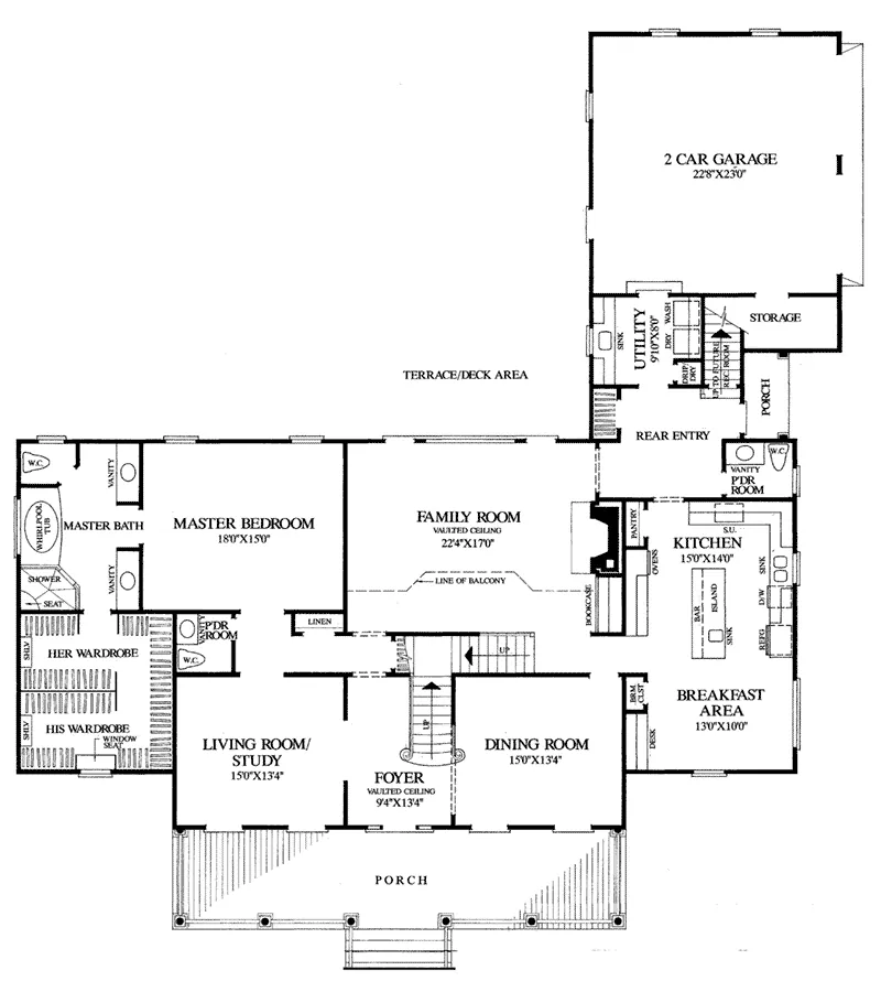 Farmhouse Plan First Floor - Bayou Teche Lowcountry Home 128D-0020 - Search House Plans and More