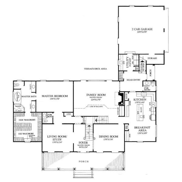 Lowcountry House Plan First Floor - Bayou Teche Lowcountry Home 128D-0020 - Search House Plans and More