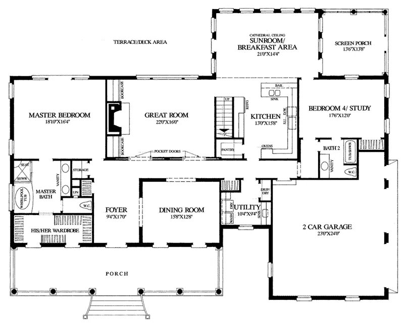 Lowcountry House Plan First Floor - Bay St. Louis Lowcountry Home 128D-0021 - Search House Plans and More