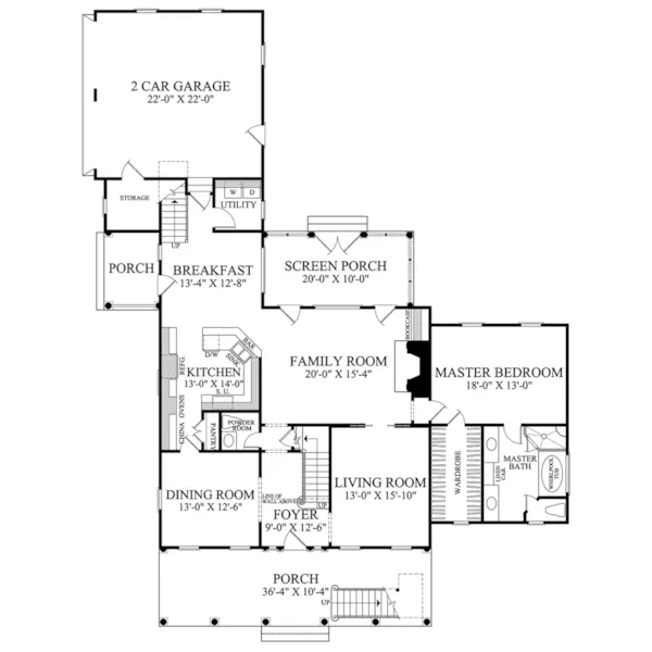 Southern Plantation House Plan First Floor - Baystreet Plantation Home 128D-0022 - Search House Plans and More