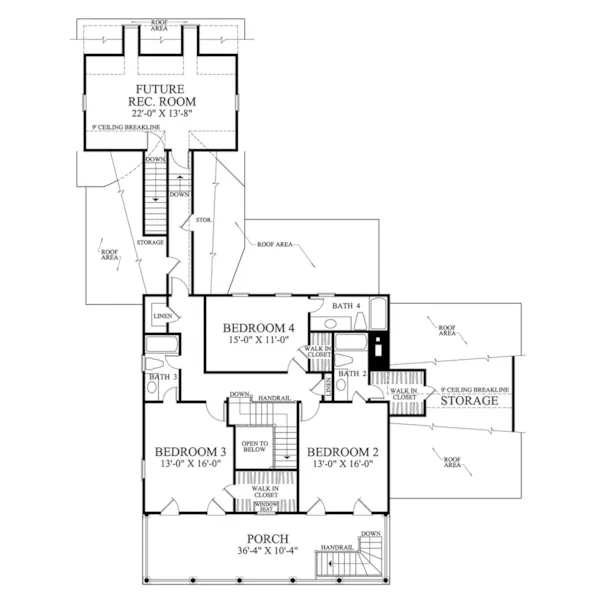 Southern Plantation House Plan Second Floor - Baystreet Plantation Home 128D-0022 - Search House Plans and More