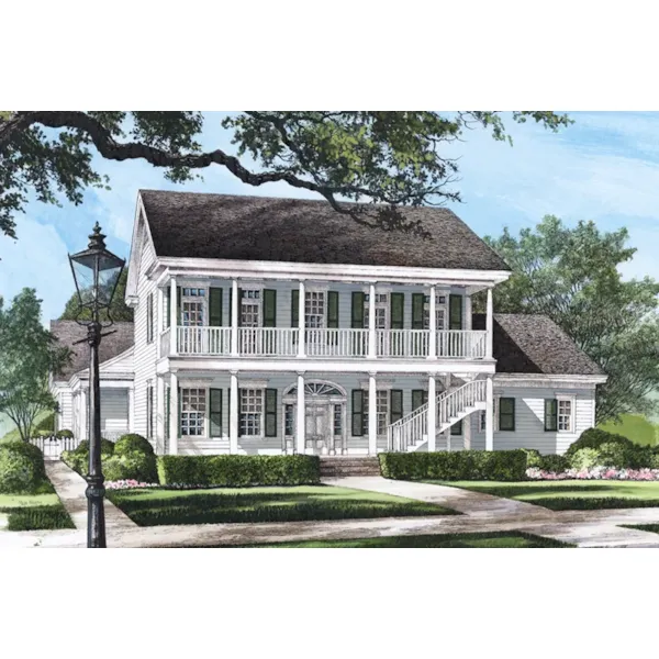 Southern Plantation House Plan Front of Home - Baystreet Plantation Home 128D-0022 - Search House Plans and More