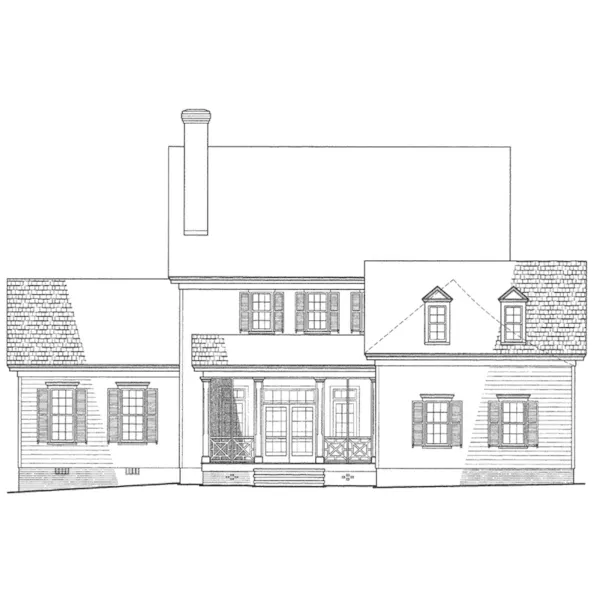 Southern Plantation House Plan Rear Elevation - Baystreet Plantation Home 128D-0022 - Search House Plans and More