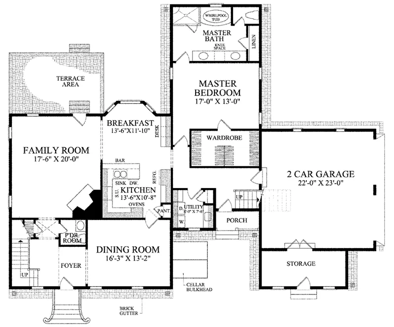 Early American House Plan First Floor - Blaikley Cape Cod Farmhouse 128D-0023 - Search House Plans and More