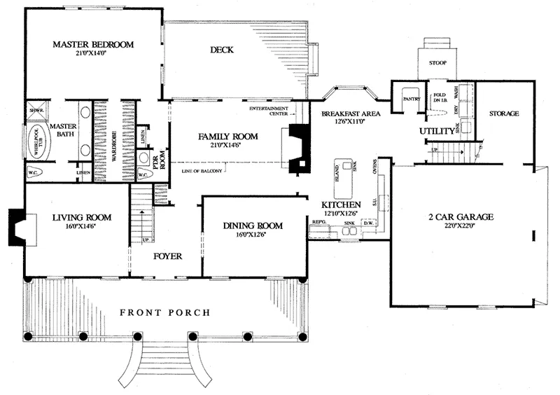 Country House Plan First Floor - Belle Grove Southern Home 128D-0027 - Search House Plans and More