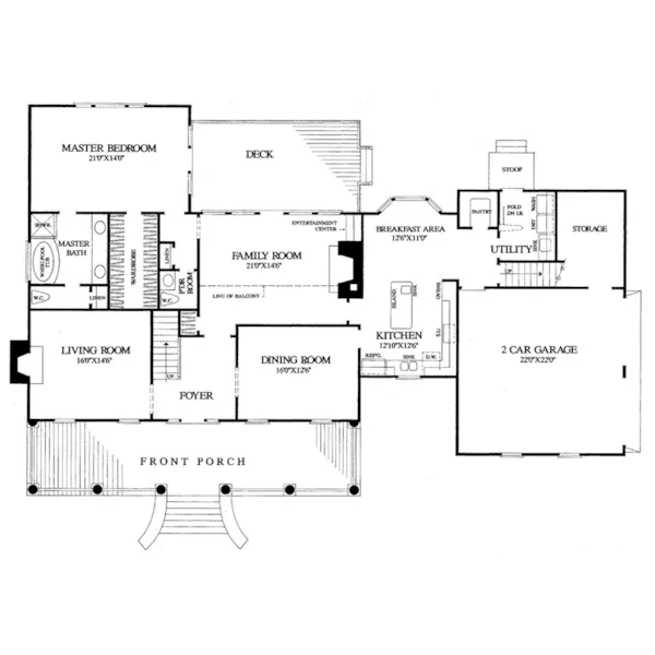 Lowcountry House Plan First Floor - Belle Grove Southern Home 128D-0027 - Search House Plans and More