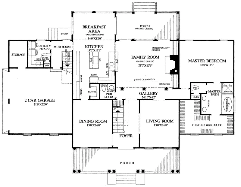 Cape Cod & New England House Plan First Floor - Biloxi Shoal Southern Home 128D-0029 - Search House Plans and More