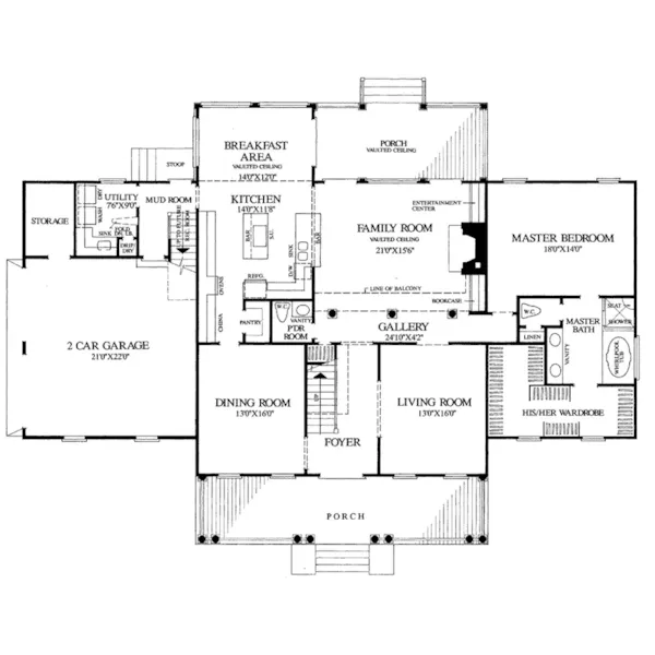 Colonial House Plan First Floor - Biloxi Shoal Southern Home 128D-0029 - Search House Plans and More