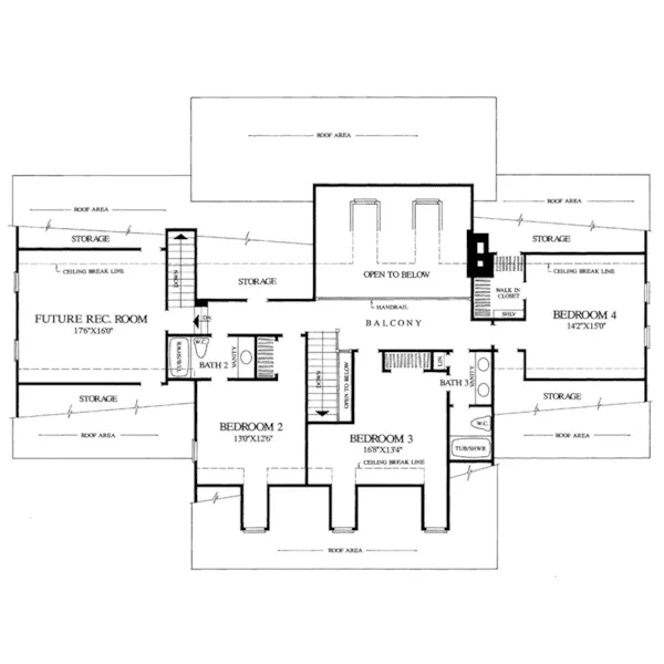 Colonial House Plan Second Floor - Biloxi Shoal Southern Home 128D-0029 - Search House Plans and More