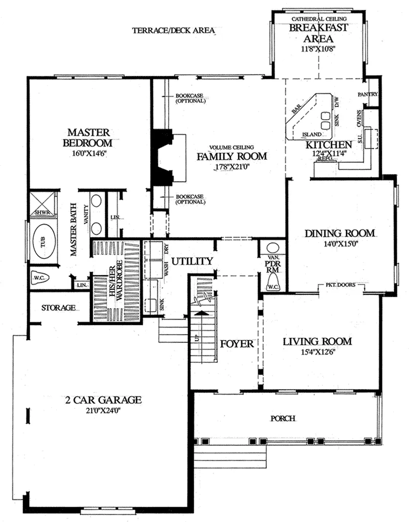 English Cottage House Plan First Floor - Blue Ridge Cottage Home 128D-0030 - Search House Plans and More