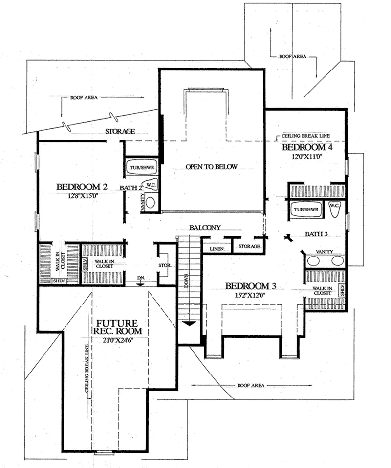 European House Plan Second Floor - Blue Ridge Cottage Home 128D-0030 - Search House Plans and More
