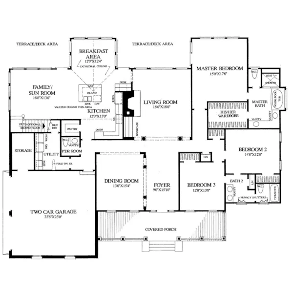 Colonial House Plan First Floor - Bowlingreen Colonial Home 128D-0031 - Search House Plans and More