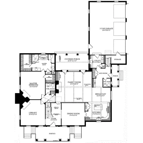 Georgian House Plan First Floor - Brewton House Georgian Home 128D-0032 - Search House Plans and More