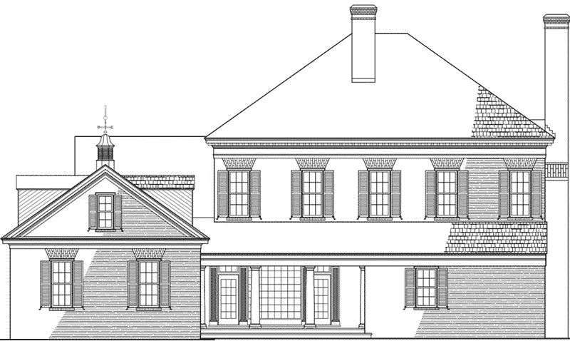 Luxury House Plan Rear Elevation - Brewton House Georgian Home 128D-0032 - Search House Plans and More
