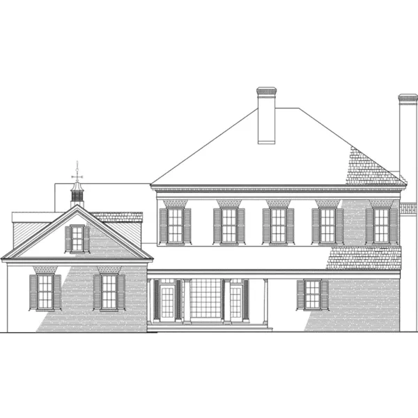 Georgian House Plan Rear Elevation - Brewton House Georgian Home 128D-0032 - Search House Plans and More