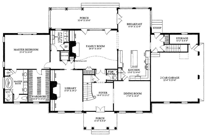 Luxury House Plan First Floor - Broadland Traditional Home 128D-0034 - Search House Plans and More
