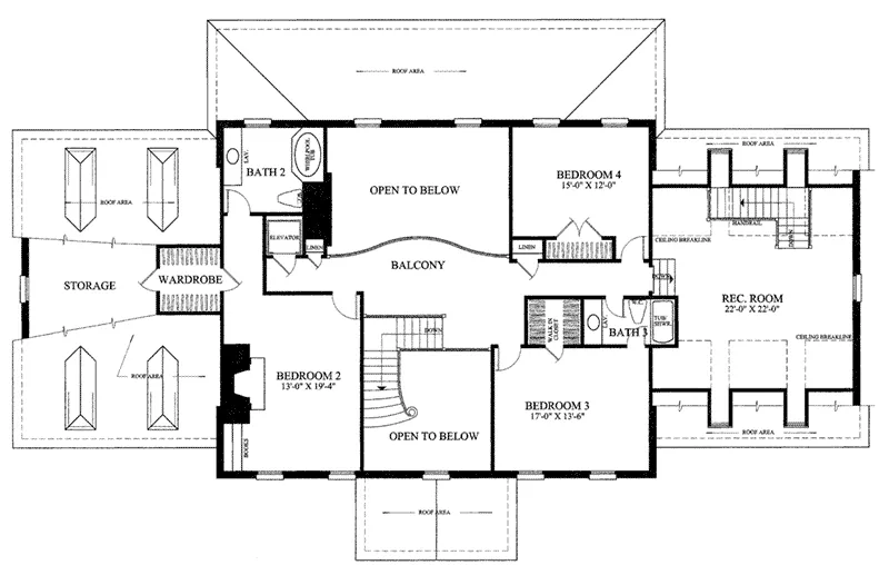 Luxury House Plan Second Floor - Broadland Traditional Home 128D-0034 - Search House Plans and More