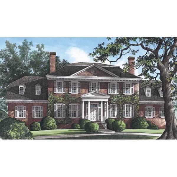 Greek Revival House Plan Front of Home - Broadland Traditional Home 128D-0034 - Search House Plans and More