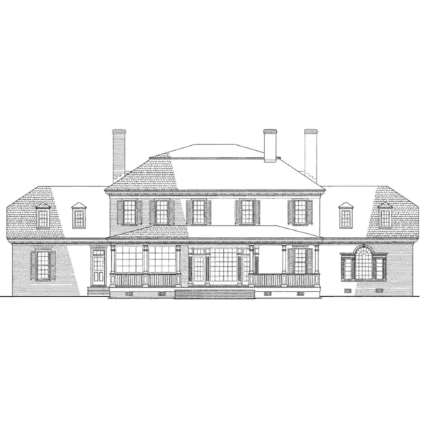 Greek Revival House Plan Rear Elevation - Broadland Traditional Home 128D-0034 - Search House Plans and More