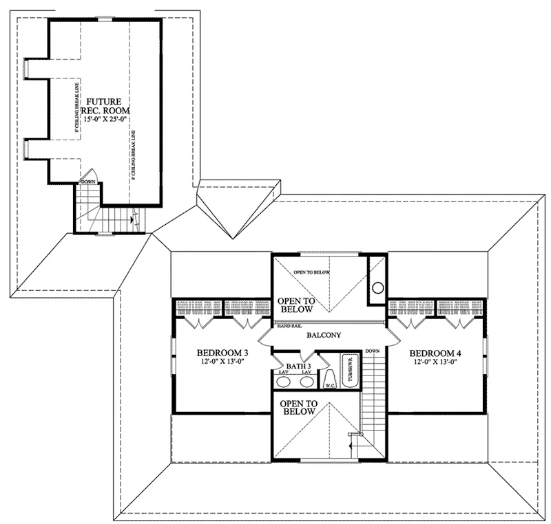 Southern House Plan Second Floor - Calabash Southern Home 128D-0035 - Search House Plans and More