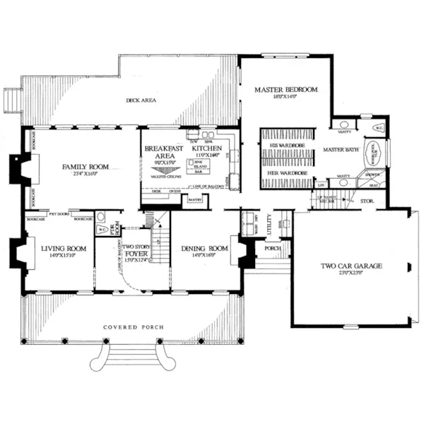 Cape Cod & New England House Plan First Floor - Camellia Creek Southern Home 128D-0038 - Search House Plans and More