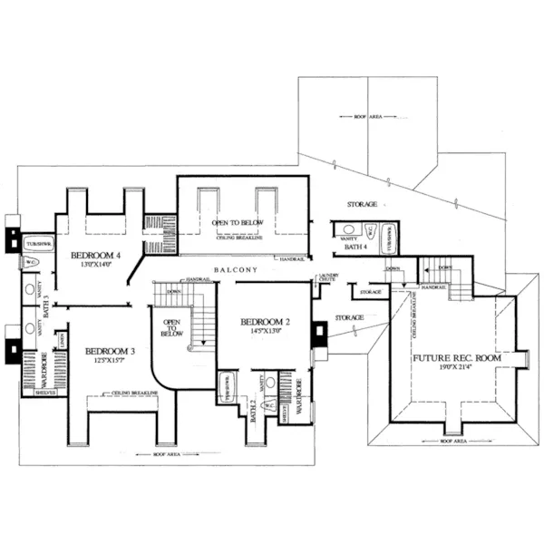 Cape Cod & New England House Plan Second Floor - Camellia Creek Southern Home 128D-0038 - Search House Plans and More