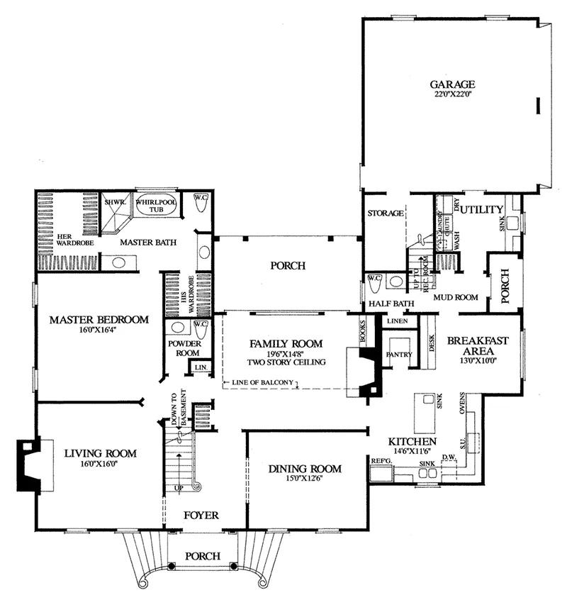Colonial House Plan First Floor - Capital Colonial Home 128D-0043 - Search House Plans and More