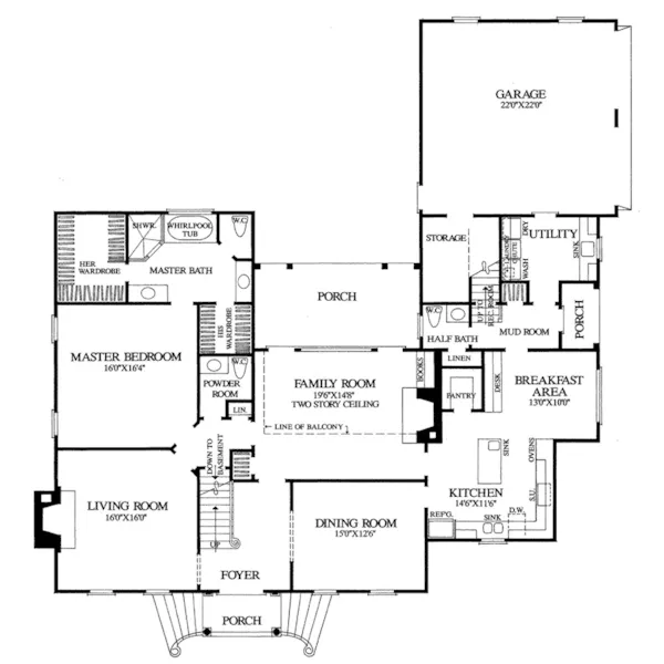 Cape Cod & New England House Plan First Floor - Capital Colonial Home 128D-0043 - Search House Plans and More